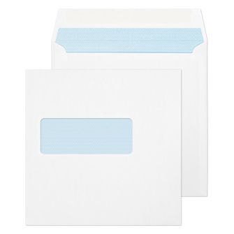 Square Wallet Gummed Window White 155x155 100gsm Envelopes