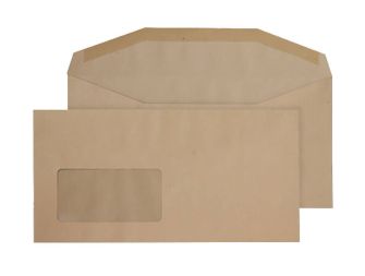 Mailer Gummed Window Manilla DL+ 121x235 80gsm Envelopes