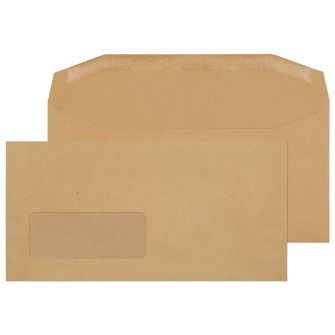 Mailer Gummed Window Manilla DL 110x220 80gsm Envelopes