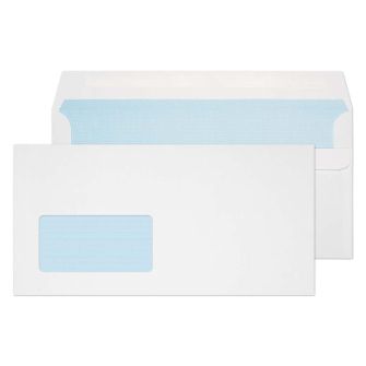 Wallet Self Seal Low Window White DL+ 121x235 90gsm Envelopes