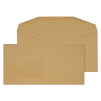 Mailer Gummed Window Manilla DL+ 114x229 80gsm Envelopes