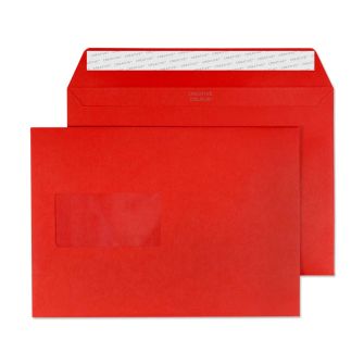 Wallet Peel and Seal Window Pillar Box Red C5 162x229 120gsm Envelopes
