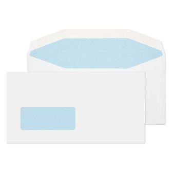 Mailer Gummed Low Window White DL+ 121x235 90gsm Envelopes