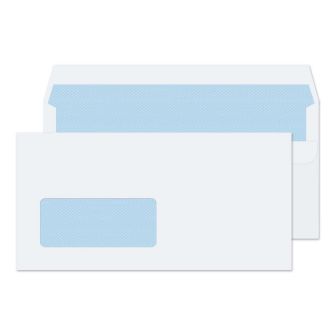 Wallet Self Seal Low Window White DL 110x220 100gsm Envelopes