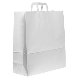 Flat Handled White Kraft Paper Carrier Bag 450x170x480mm 100gsm