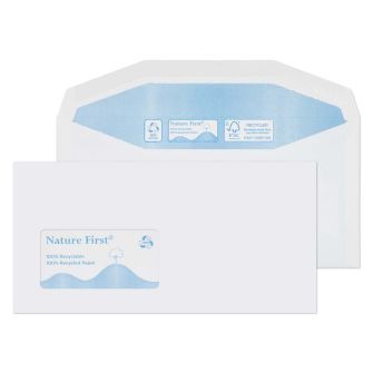 Nature First Mailer Gummed Window White DL+ 114x235 90gsm Envelopes