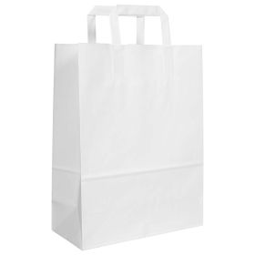 Flat Handled White Kraft Paper Carrier Bag 400x160x450mm 100gsm