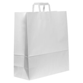 Flat Handled White Kraft Paper Carrier Bag 450x170x480mm 100gsm
