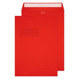 Pocket Peel and Seal Window Pillar Box Red C4 324x229mm 120gsm Envelopes
