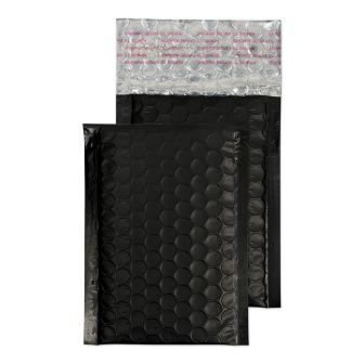 Metallic Bubble Padded Pocket Peel and Seal Matt Jet Black BX100 90x145