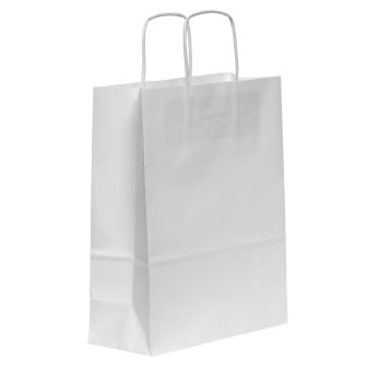 Twist Handled White Kraft Paper Carrier Bag 220x100x280mm 90gsm