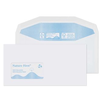 Nature First Mailer Gummed Window White DL+ 114x235 90gsm Envelopes