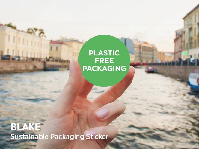 Blake sustainable packaging sticker